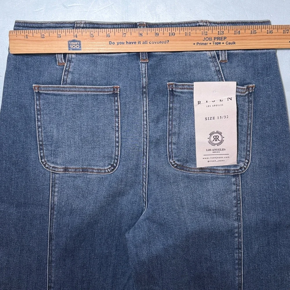 RISEN Wide Leg Jeans Sz XL 15 / 32 PW21536 High Rise Flare Pintuck Front NEW - Picture 6 of 16